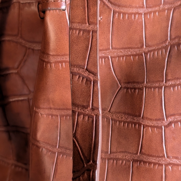 Zara Brown Faux Crocodile Skin Maxi Shopper 11x17x5 - Picture 7 of 10